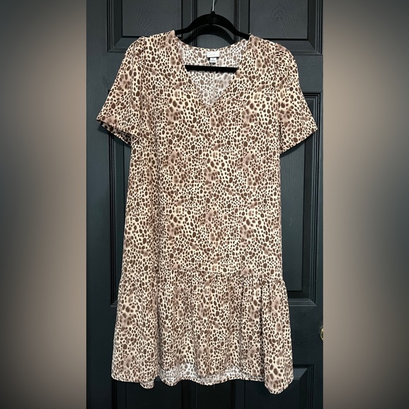 a new day Dresses & Skirts - a new day Leopard Print V-Neck Short Sleeve Babydoll Dress